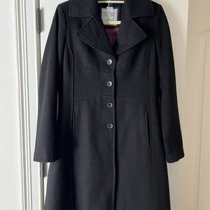 Chic Tommy Hilfiger Black Wool Blend Long Coat Jacket - Size S